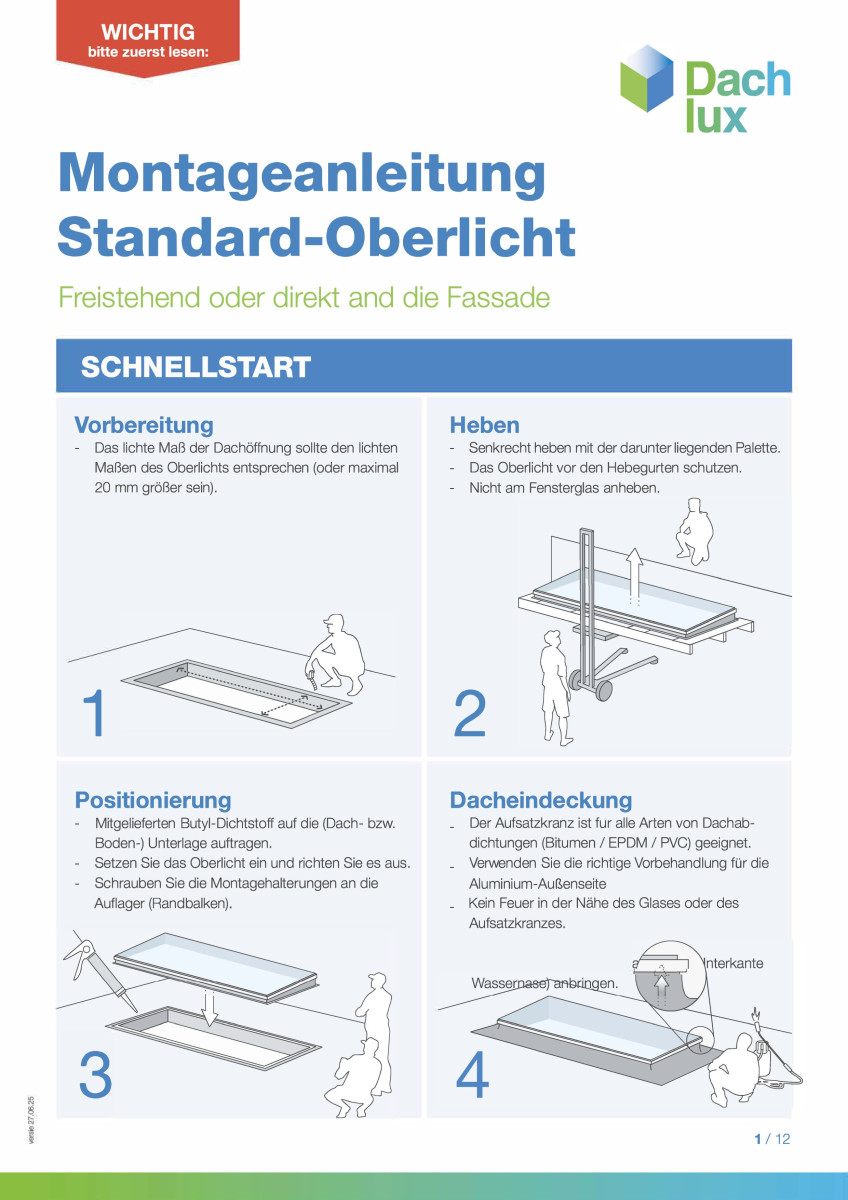 Dachlux Broschüre Standard-Oberlicht
